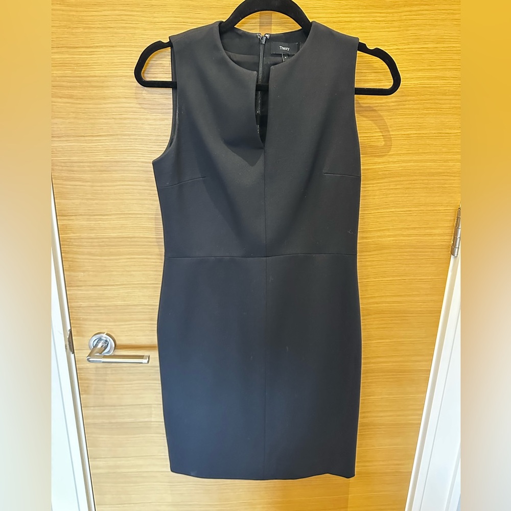 Theory Good Wool Stretch Sleeveless Black Dress